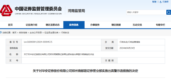 私下接受客户委托炒股 华安证券一员工收警示函