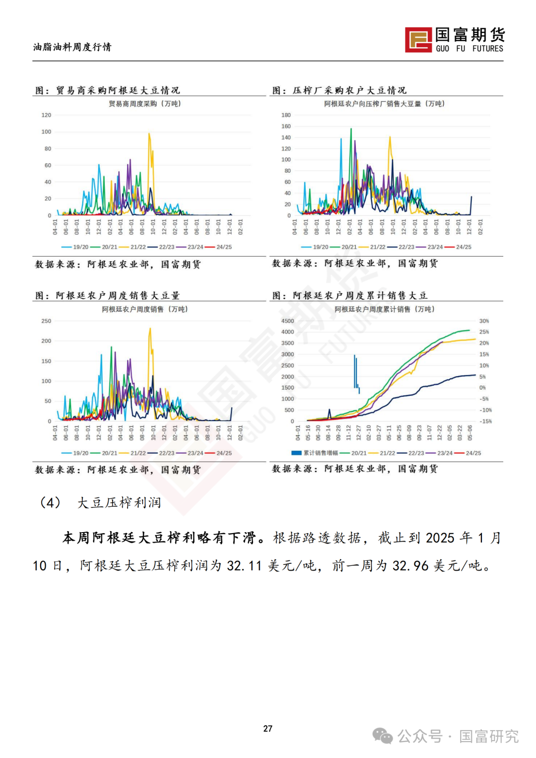 【国富豆系研究周报】USDA下调单产超预期，巴西收割压力渐显